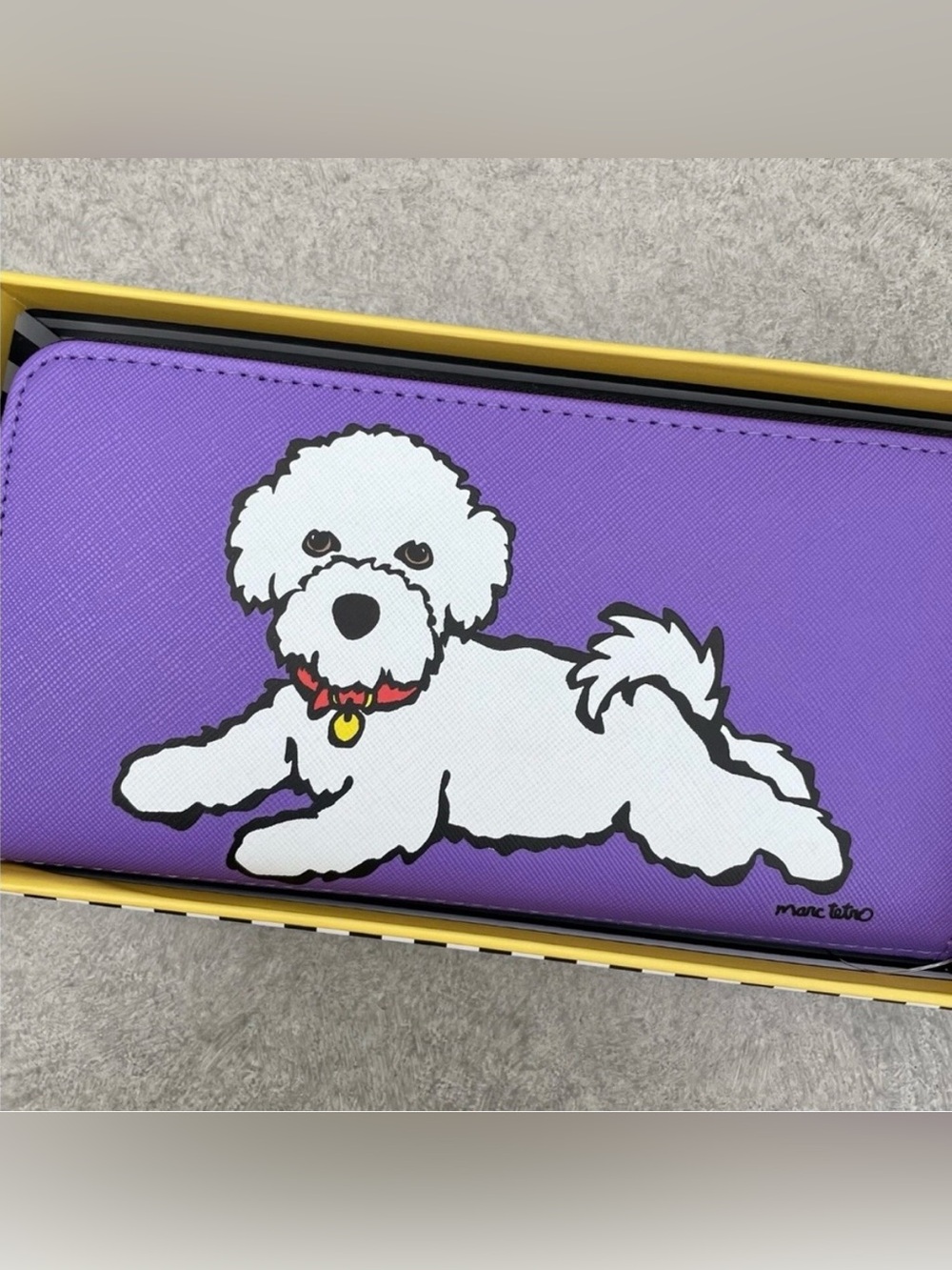 Marc Tetro Bishon Frise Purple Zip Around Wallet - Size 8"x4"x1" -  NIB